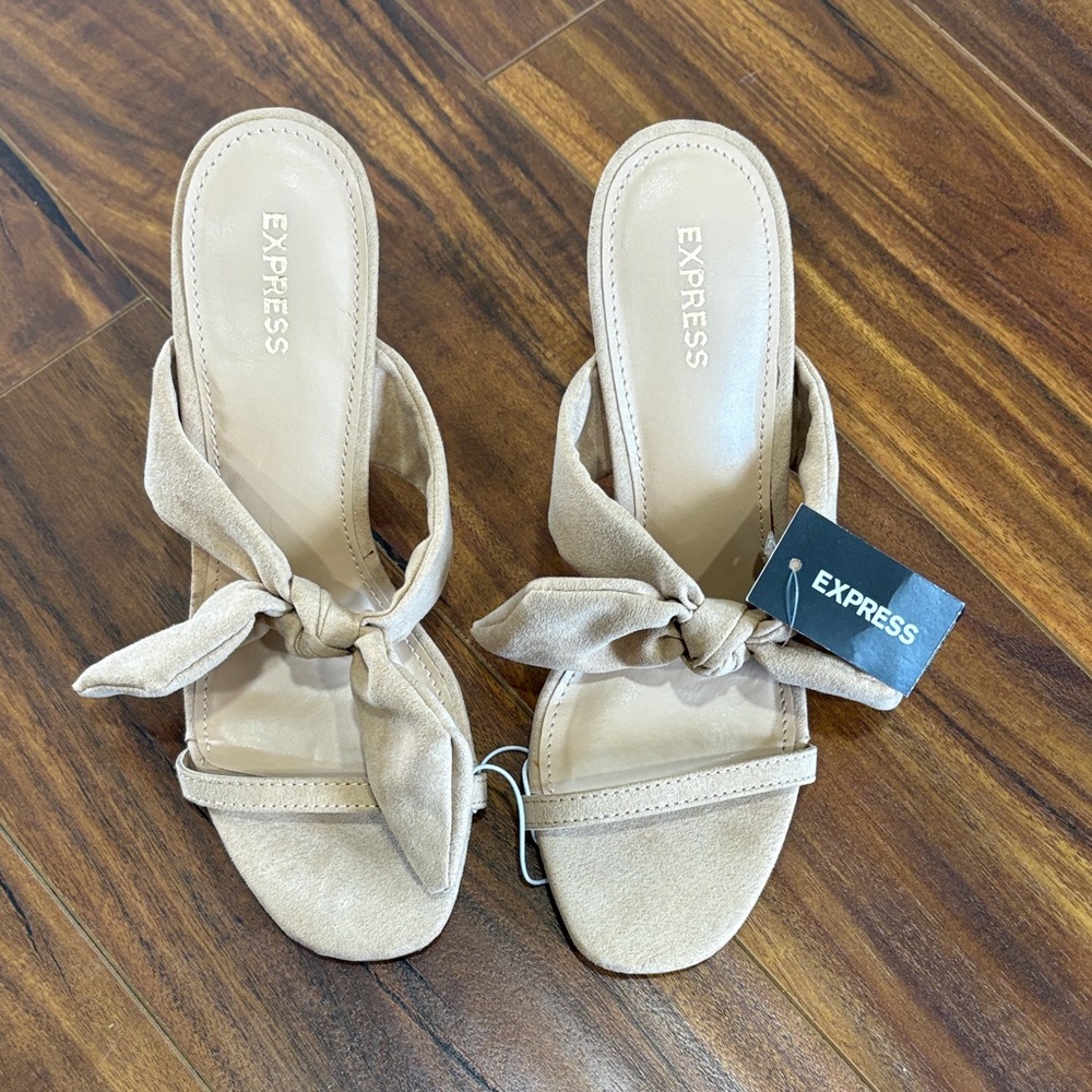 Express Women's Beige Knot Slide Heels